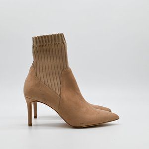 ZARA BASIC Suede Pointed Sock Booties Blush Pink